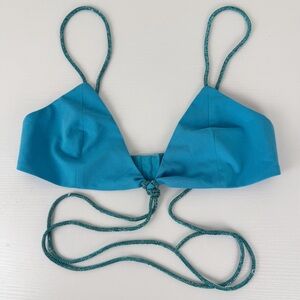 MESHKI Teal Rhinestone Strap Top